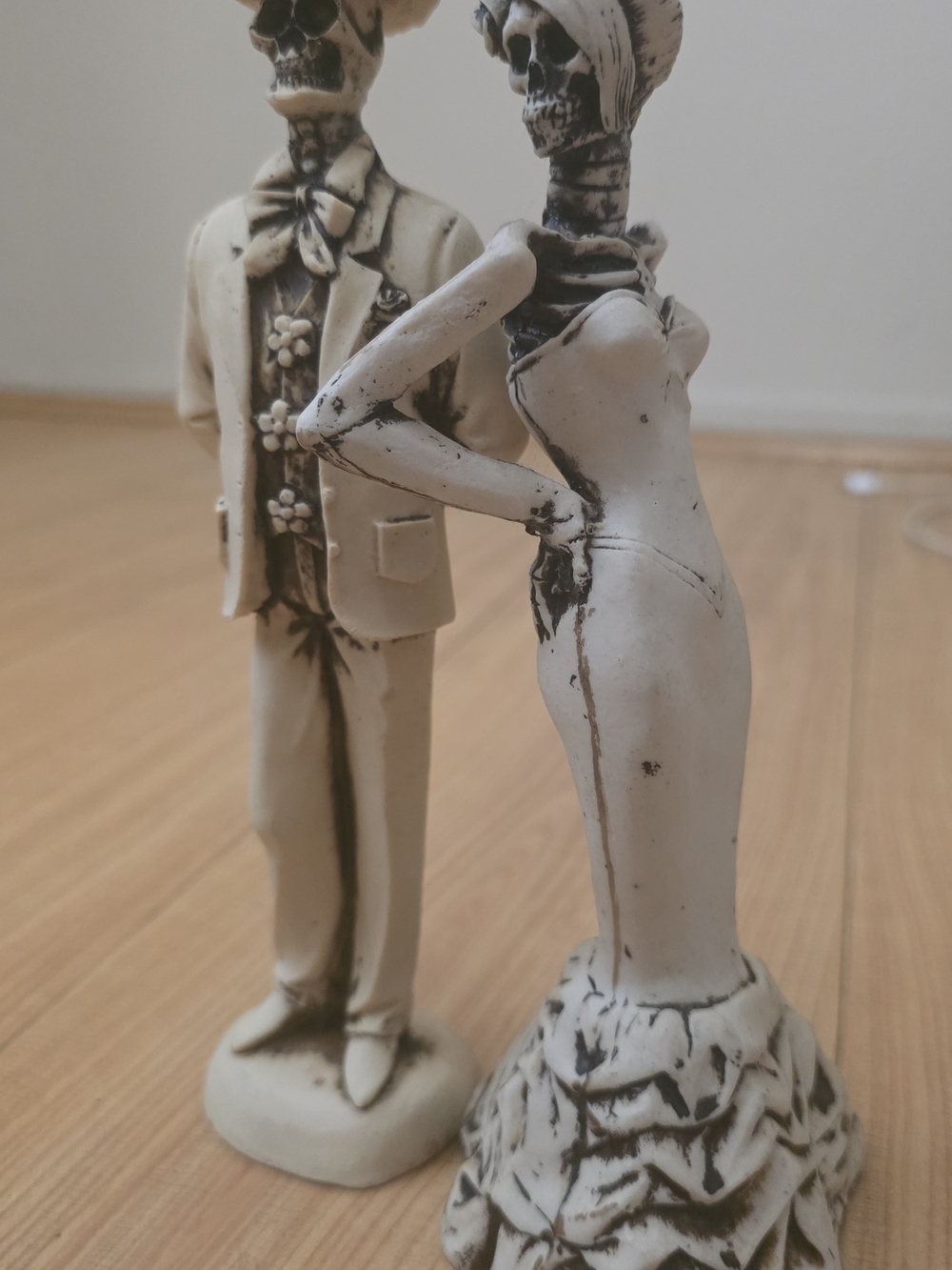 Source Unknown Cream & Black Skeleton Couple Sculpture - Home Art
